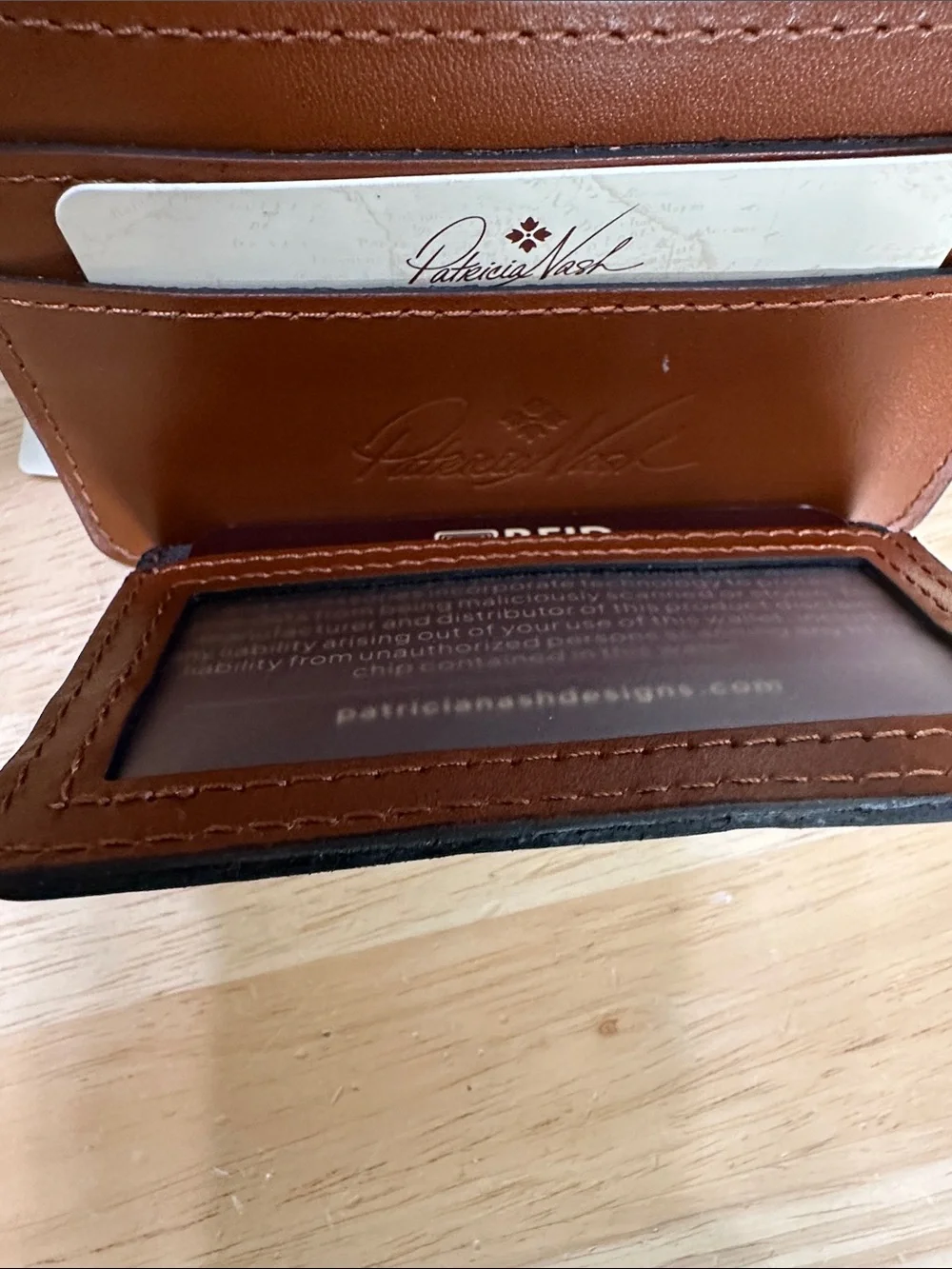 Patricia Nash Chestnut Brown Embossed Leather Card Holder